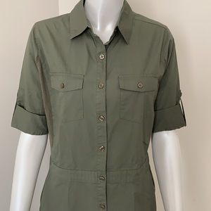 Roots Canada Khaki Small size cotton button dress